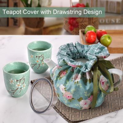 Çaydanlık Örtüsü İpli Toz Örtüsü Sinekkuş Çiçekler Deseni Isı Yalıtımı Çaydanlık