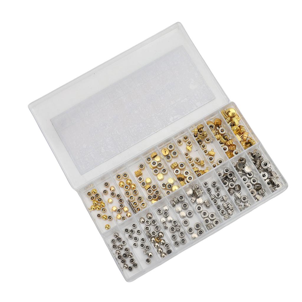 300pcs Stainless Steel Watch Crown Set Replacement Parts Watch Crown for Professional Watchmaker Watch Repairers