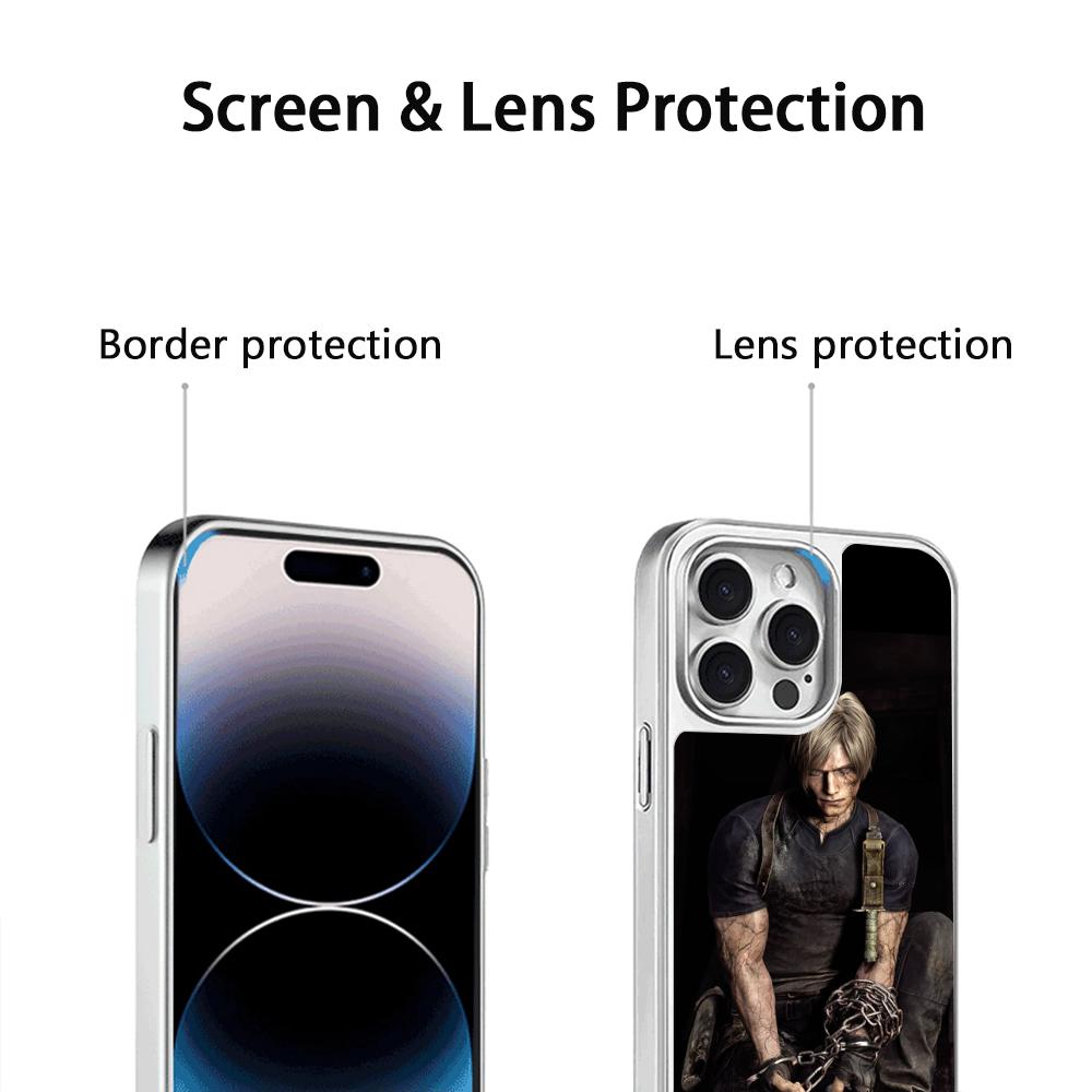 Ada wong X Leon hot game poster Phone Case for iPhone 16 15 14 13 12 11 Pro Max Sheepskin Silver-edged protective case