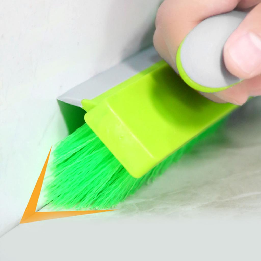 Corner Scrubber Brush V Shape  S Mirror Water Wiper Scrape and Brush for Shower Bathroom Tiles Kitchen Household