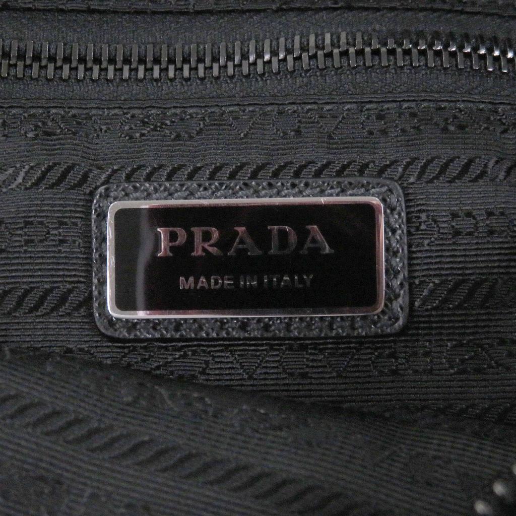 Great PRADA Sling bag Triangle logo Re-Nylon black Safiano leather mens 2VL033 Used