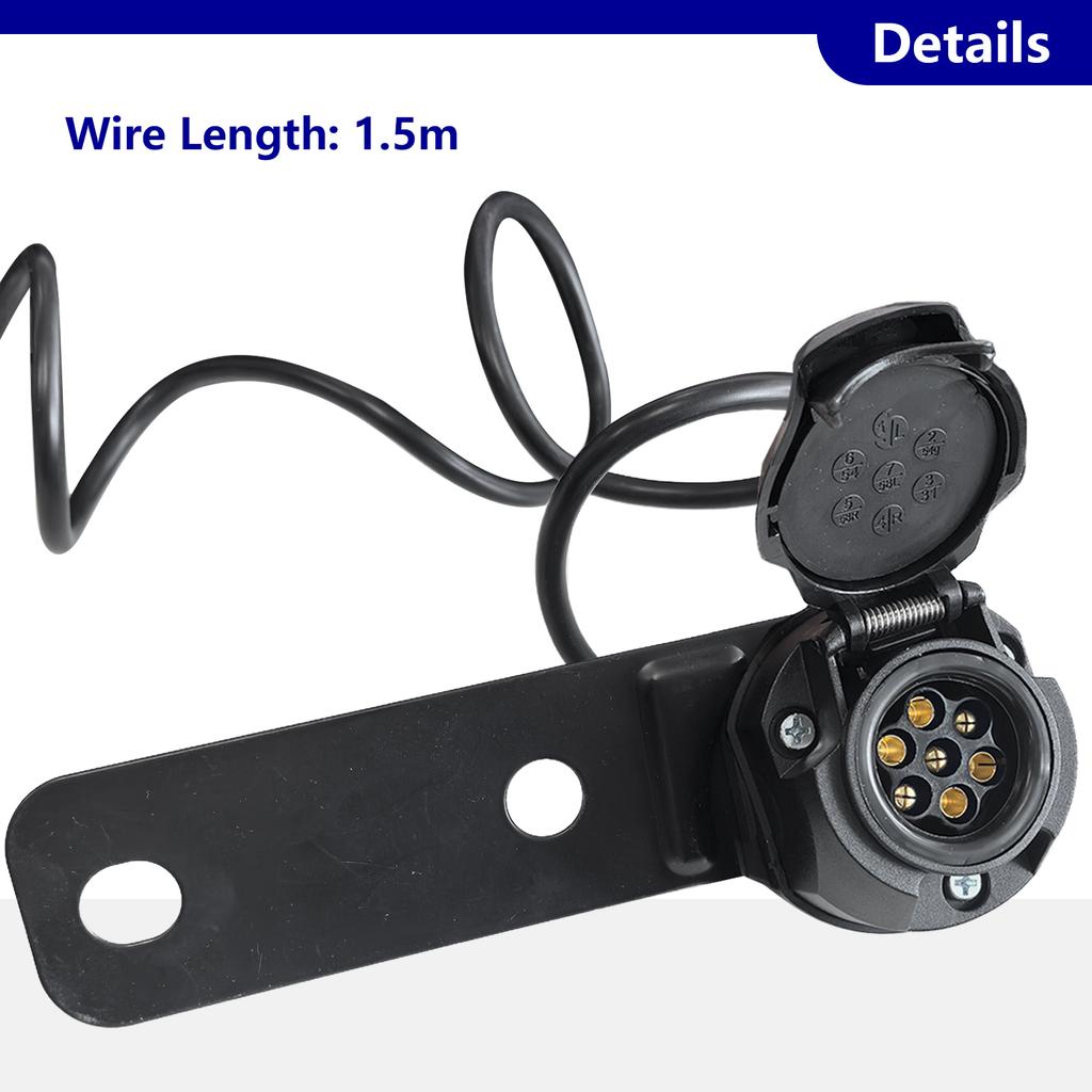 1.5M 12N 7Pin Pre-Wired Socket Car Trailer Caravan Electrics Mounting Plate Electrics Wire Part Wiring Connector Towing Towbar