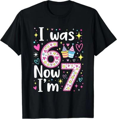 7. Geburtstag Ich war 6 Jetzt bin ich 7 6 7 Lustiges Kinder Mädchen T-Shirt
