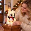 Indoor Balcony Railing Ornaments Penguin Christmas Stair Snow Decor, Lighted Staircase Decoration, Snowy Banister Seasonal Home Accents Display