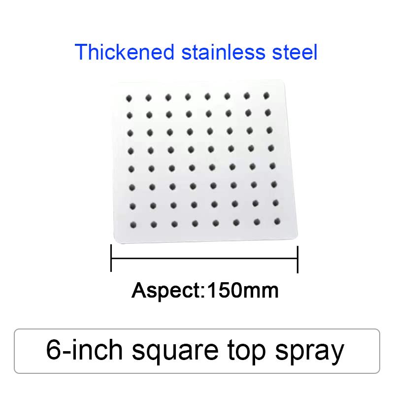 Pressurized Rain Shower Head Stainless Steel Square Round Large Water Outlet 4/6/8/10/12 Inch Options Available for Enhanced Bat