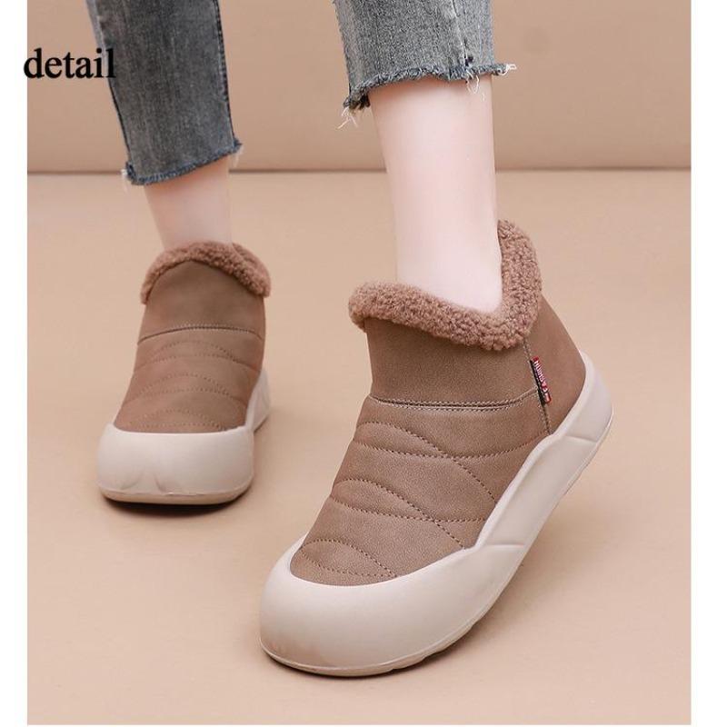 Ladies Winter Platform Snow Boots Anti Slip Warm Faux Fur Lining Ankle Booties Casual PU Leather Comfortable Fuzzy Walking Short Boots