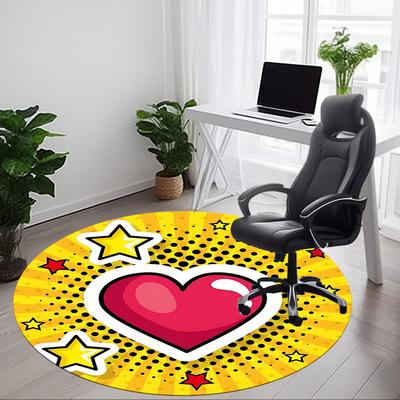 1pc Heart Stars Chair Carpet for Office Non-Slip, Rug for Office, Room, Good Gift for Family or Friends,  Yy251226165