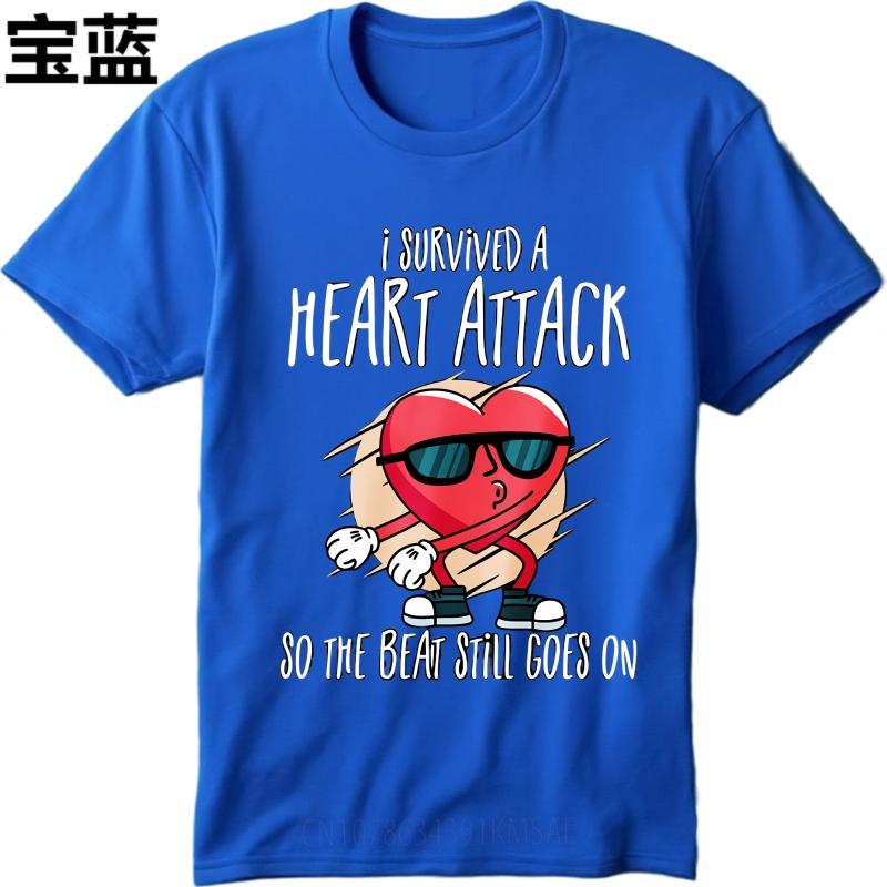 Cotton Summer Unisex tshirt I Survived A Heart Attack So The Beat Still Goes On Short Sleeve Cotton ONeck Top Tees