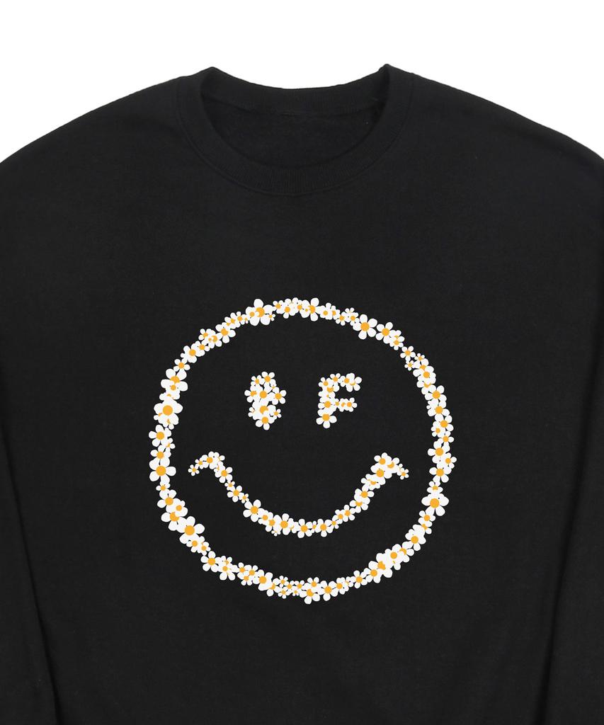 GRAVER [Unisex] Multiflower Dot Smile Sweatshirt_Black