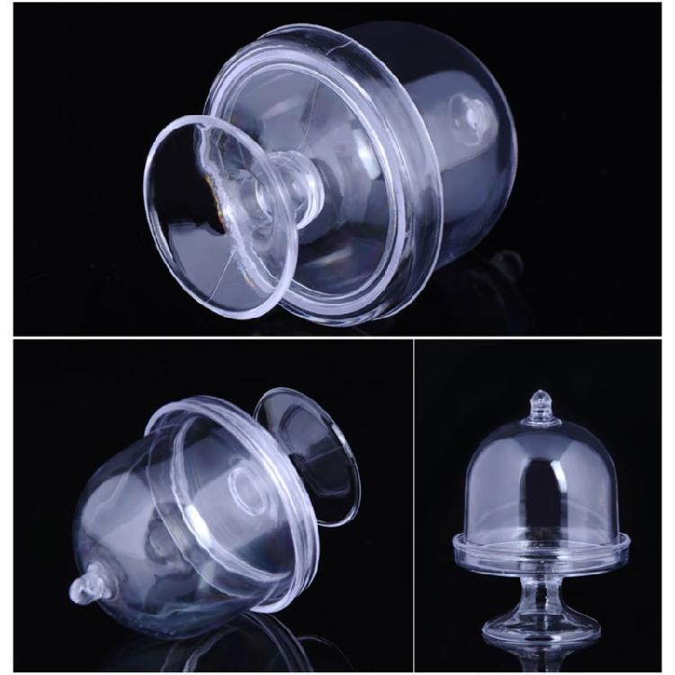 Clear Plastic Dessert Cup Cake Tray Candy Box Cake Plate with Lid Set of 12pcs