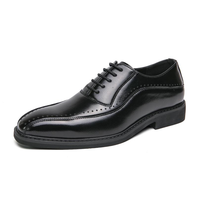 Men s Formal Carved Brogue Loafers - Round Toe Leather Office Shoes Size 39 чёрный