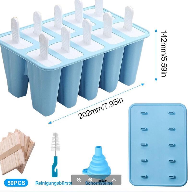 Silicone 10-Cavity Ice Pop Mold Kit