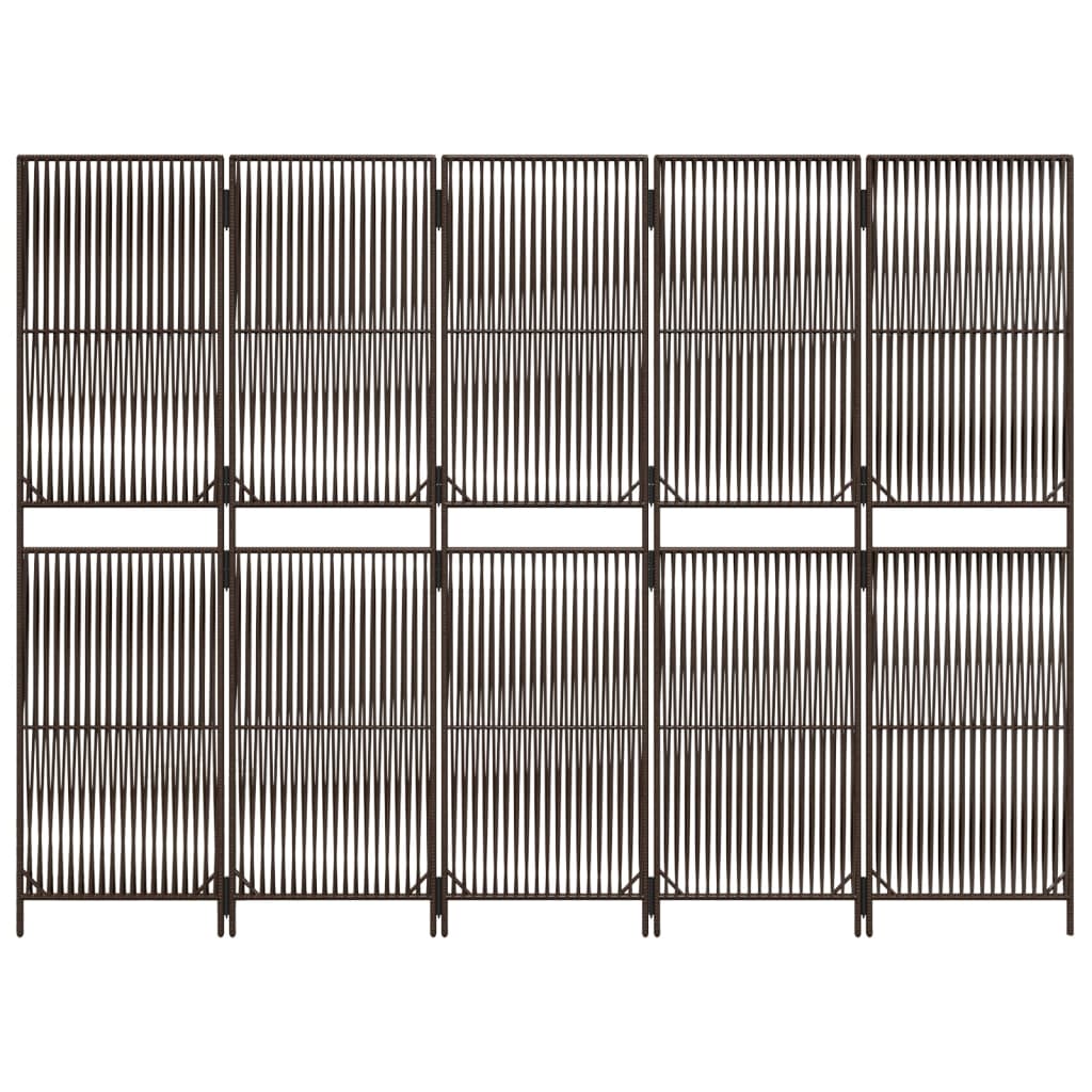 Vidaxl 5-Panel Screen, Brown, Poly Rattan