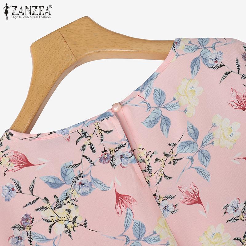 ZANZEA Blusa Estiva Casual da Donna a Girocollo a Maniche 3/4 Ampia con Stampa