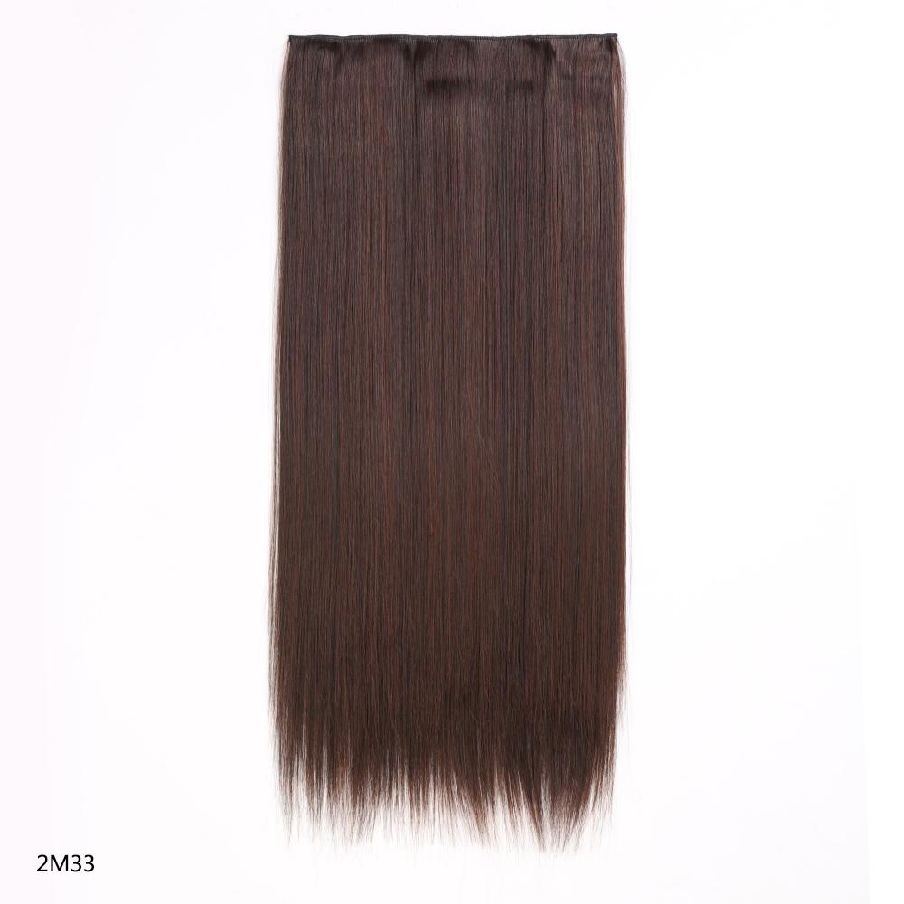 Synthetic Hair Extension Clip Ins One Piece With 5clips Long Straight Hair Brown Blonde Color For Women Daily Use