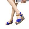 Sommer Heißer Verkauf frauen Schuhe 2024 Mode Offene spitze Farbe Block Wildleder Keil Schnalle Große Größe frauen High Heel sandalen