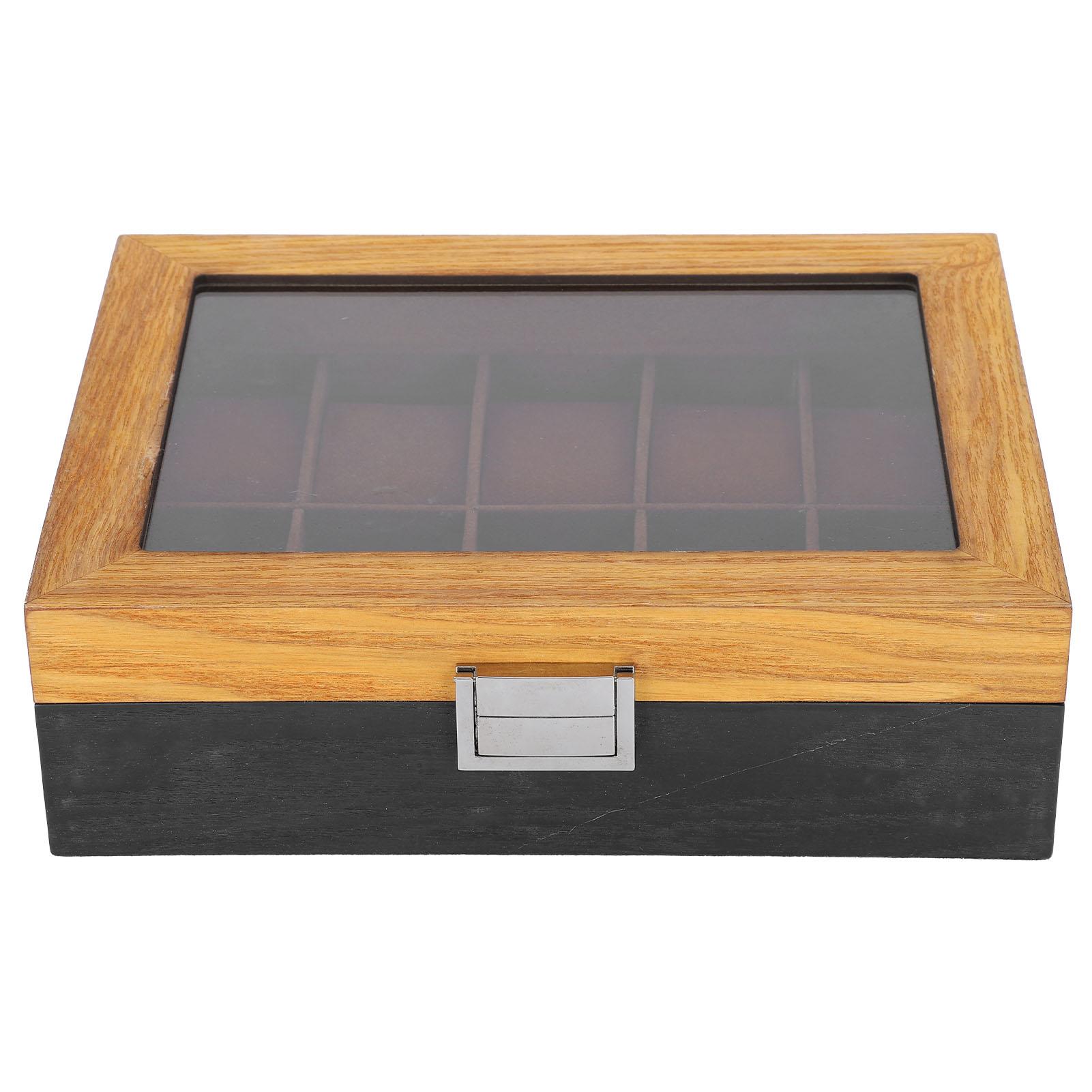 

Шкатулка для часов из цельного дерева, 10 слотов, витринный футляр, простой классический винтажный органайзер