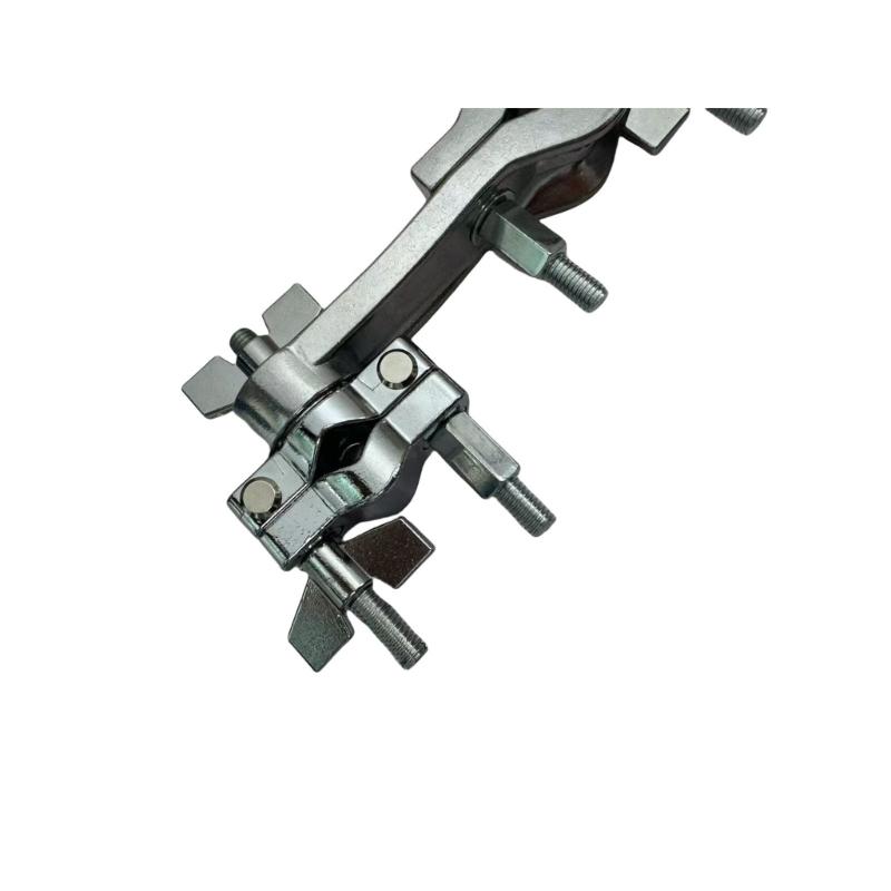 Doppel-Beckenhalterklemme Auslegerarm-Montagehalter Halter Einstellbare Metall Kuhglockenklemme für Schlagzeuger Schlagzeugzubehör