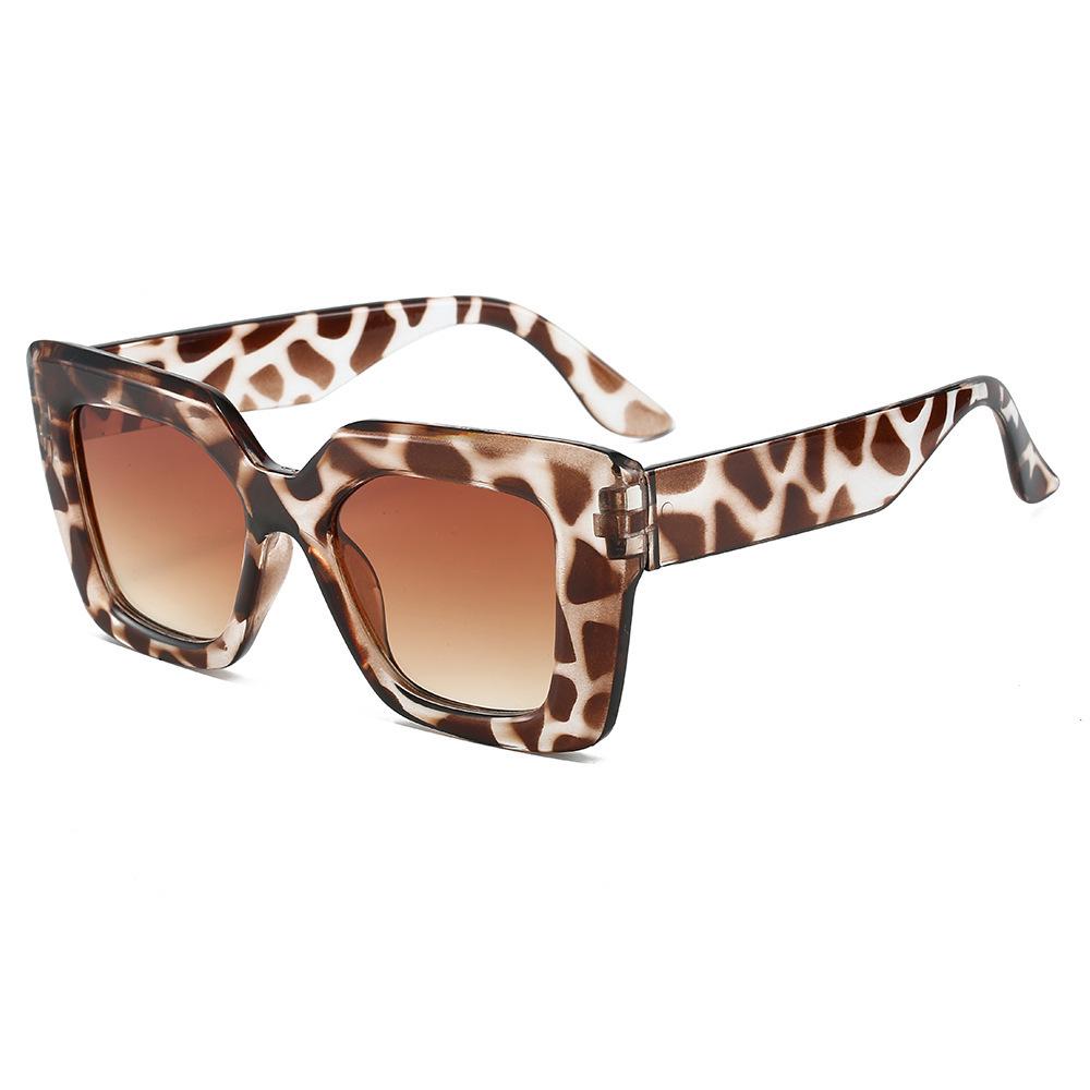 Leopard Print Women's Fashion Sunglasses - Large Square Frame with Sun Protection