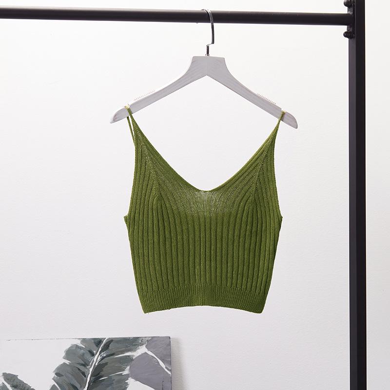 

Женский облегающий жилет-майка с V-образным вырезом - летний стиль One Size (Recommended Weight 85-135 Jin)