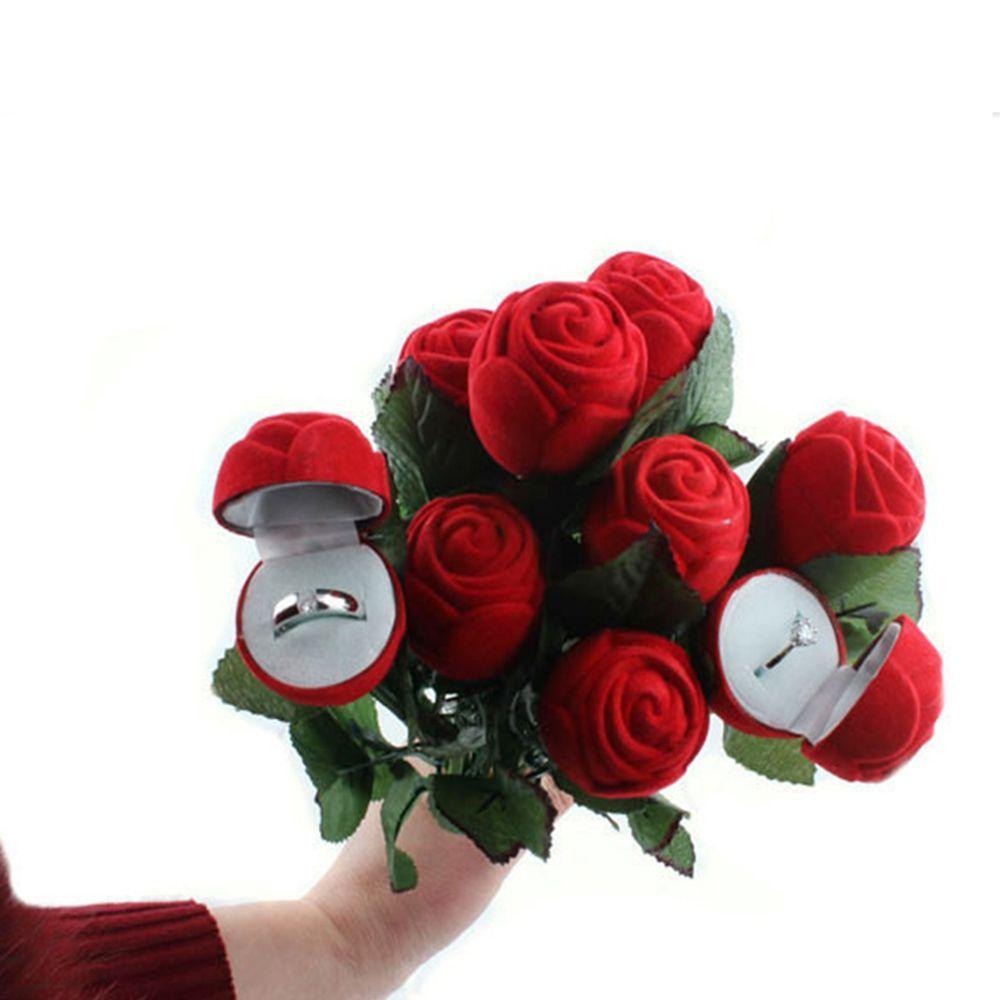 Boxes Velvet Display Pendant Necklace Engagement Flower Storage Box Rose Jewelry Gift Ring