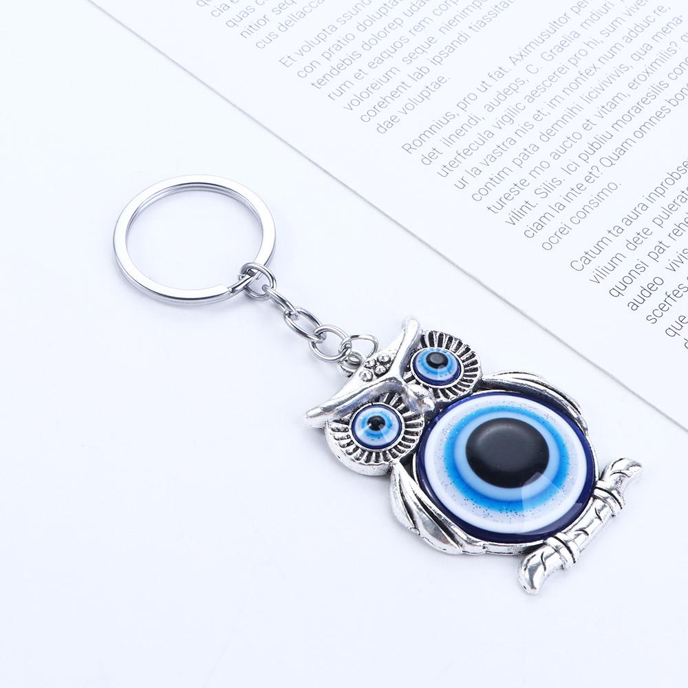 Hanger Crystals Evil Eye Owl Tassel Blue Car Accessories Car Keychain Fashion Jewelry Car Pendant