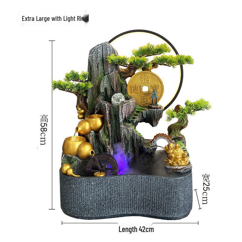 Feng Shui Wheel Fountain for Attracting Wealth: Rockery Water Feature for Office, Living Room, or Entryway - Perfect Housewarming Gift