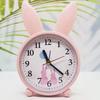 Creative Cute Rabbit Small Alarm Clock Mute Cartoon Cute Children Student Clock Alarm Clock Simple Bedside Desktop Seat Clock