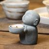 Tea Light Candle Holders Simplistic Buddha Statue Candle Holder Praying Sculptures Ornament for Home Office Chinese Accessories