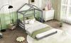 House Bed, 140 X 200 Cm, Children's Bed In House Shape with Slatted Frame (without Mattress), Pine Wood, Minimalist Style, Grey