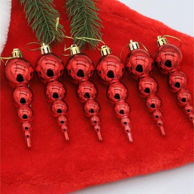 6 Stück/Karton Weihnachtsbaum Anhänger Roter Stern Süßigkeit Schneeflocke Weihnachtsbaumkugel Ornament Neujahr 2025 Heimdekoration Weihnachtsgeschenk Navidad 2024