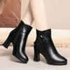 thick-soled high-heeled short boots for women's autumn and winter new short women's boots waterproof table thick-heeled women's leather boots