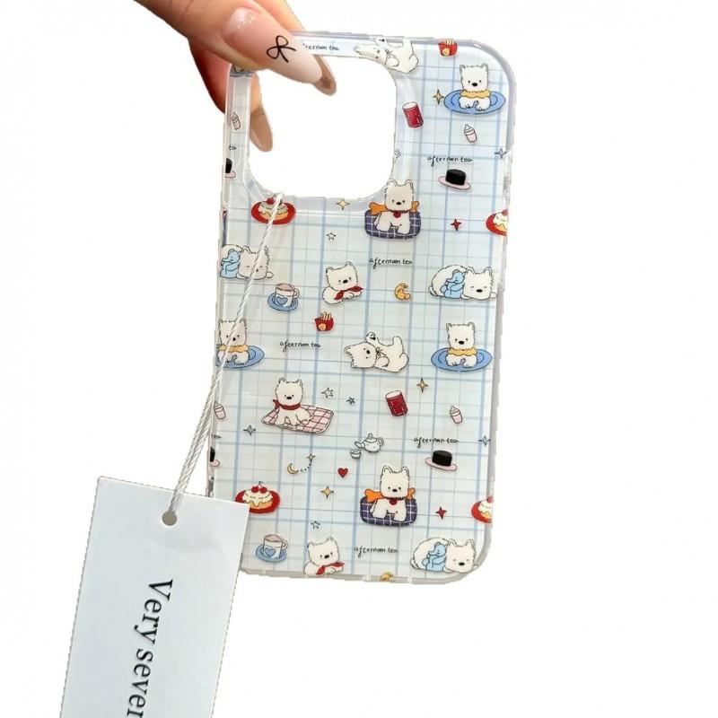 Cartoon West Highland Terrier Phone Case With Wobbly Bone Stand IPhone 17 Pro Max 16 15 14 13 Silicone Full Cover