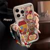 3D Red Apple Cartoon Case for IPhone 16, 17 Pro Max, Mirror Finish, Chain Decoration Phone Case
