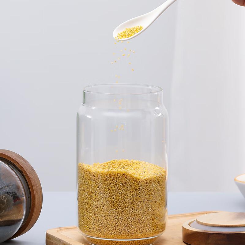

ZISIZ Glass Storage Jar with Acacia Wood Lid