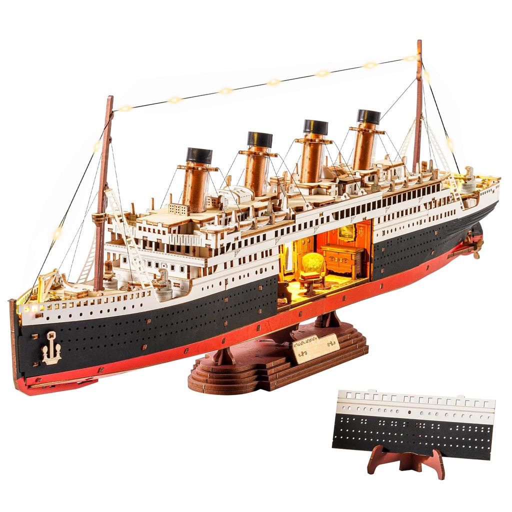 ROBOTIME Wooden 3D Puzzle Wooden Sailing Ship Model Kit DIY Craft Kit A fun and engaging way to build a improve brain and enhance Ideal for ages