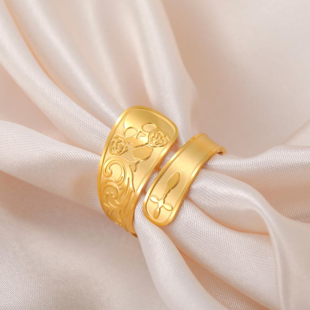 Corroded Skull Rose Stainless Steel Open Ring Fashion Punk Jewelry Accessories Gift