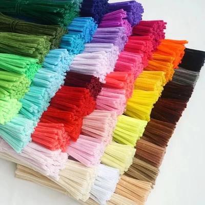 100 Stück Bunte Chenille-Stiele Pfeifenreiniger Plüsch Lametta-Stiel Drahtige Drehstäbe Haarstreifen DIY Basteln Lernspielzeug Handgemacht