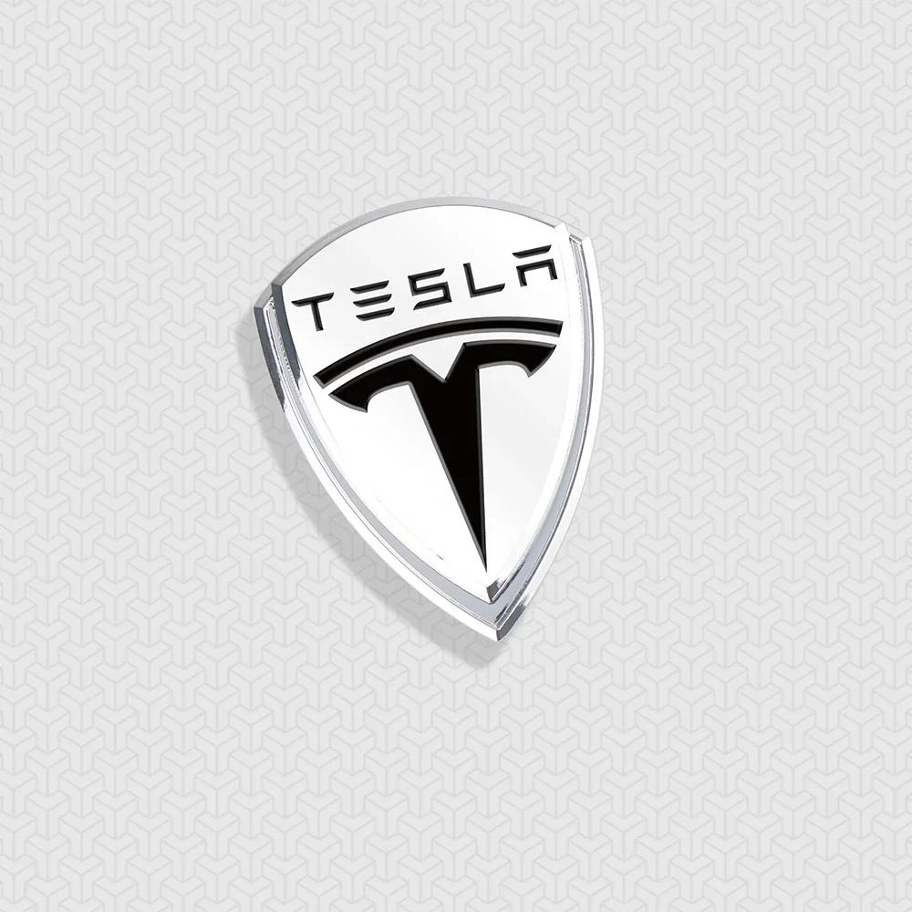 

Car Sticker 2025 New Tesla 3D Metal Shield Styling Car Stickers Car Body Trunk Decorative Decals For Tesla Roadster Model 3 Mode срібний