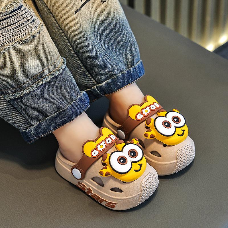Pantofole per bambini, estive, per bambine, da interno, con suola morbida e antiscivolo, con cartoni animati, carine e fresche, per ragazzi, scarpe da spiaggia con fori.
