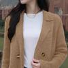 Cappotto Lungo da Donna in Misto Lana Oversize Doppio Petto Trench Risvolto Dentellato Autunno Inverno Caldo Soprabito