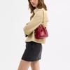 Coach Faye 18 Gold Logo Drawstring Bucket Bag Wrinkled Leather Mini Shoulder Bag Red Women bags CDB68-IMPX1