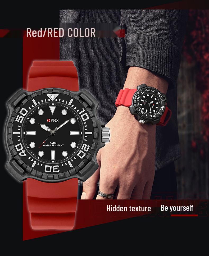 OFNS Quartz Luminous Silicone Strap Waterproof Sports Watch - Unisex Trendy & Simple Design