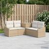 Sofa Set 5 Pieces Beige and Cream White Poly Rattan and Steel