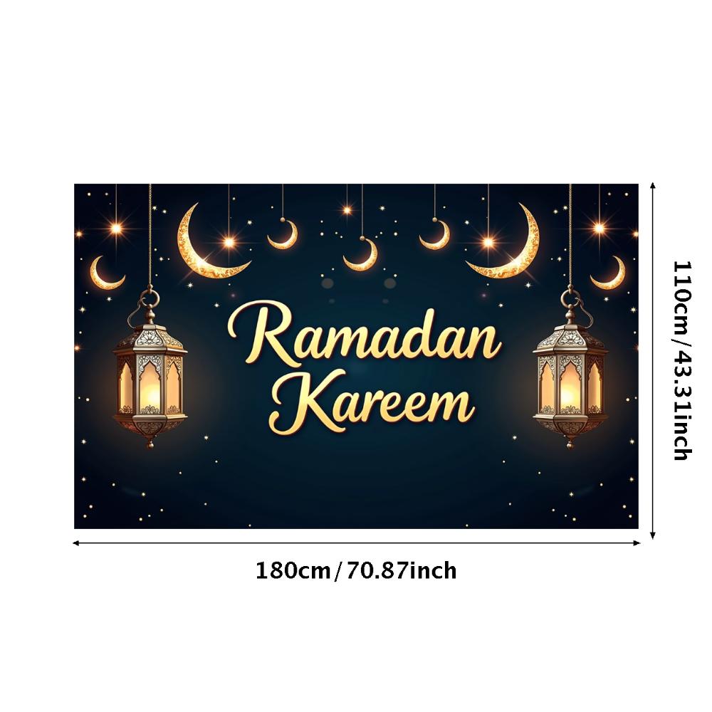 Ramadan Kareem Banner Mosque Lanterns Festive Welcome Backdrop Ramadan Mubarak Party Home Decor Photography Props Background