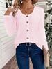 2025 Autumn/Winter Women's Casual Loose Plus Size Long Sleeve T-shirt with Decorative Buckle