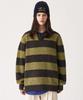 GOLDEN SUNSHINE Wool Mixed Stripe Collar Knit_Green