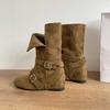 Inner heightening short boots knight boots women's 2024 new autumn and winter versatile small low heel thin boots western boots