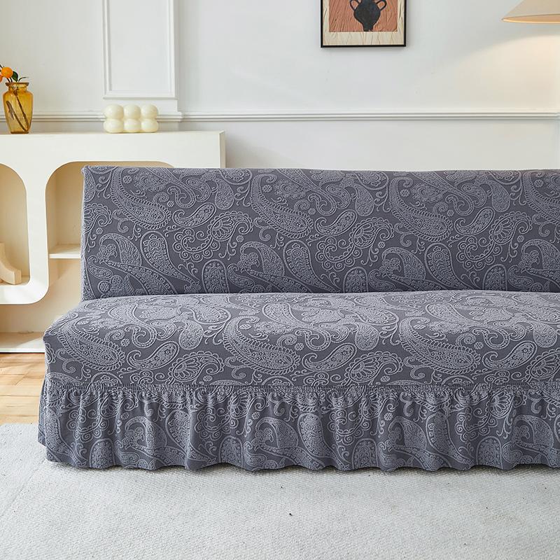 Armless Futon Cover Stretch Sofa Bed Slipcover Protector Elastic Feature Rich Textured High Spandex Small Checks Jacquard