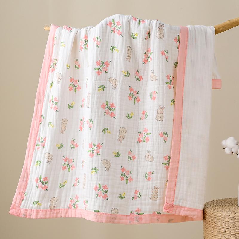 110x110cm High Density Pure Cotton Six-Layer Gauze Baby Bath Towel and Toddler Blanket